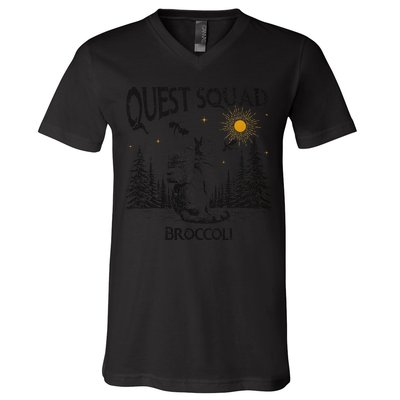 Quest Squad 4th Wing Wingleader Dragon Broccoli V-Neck T-Shirt