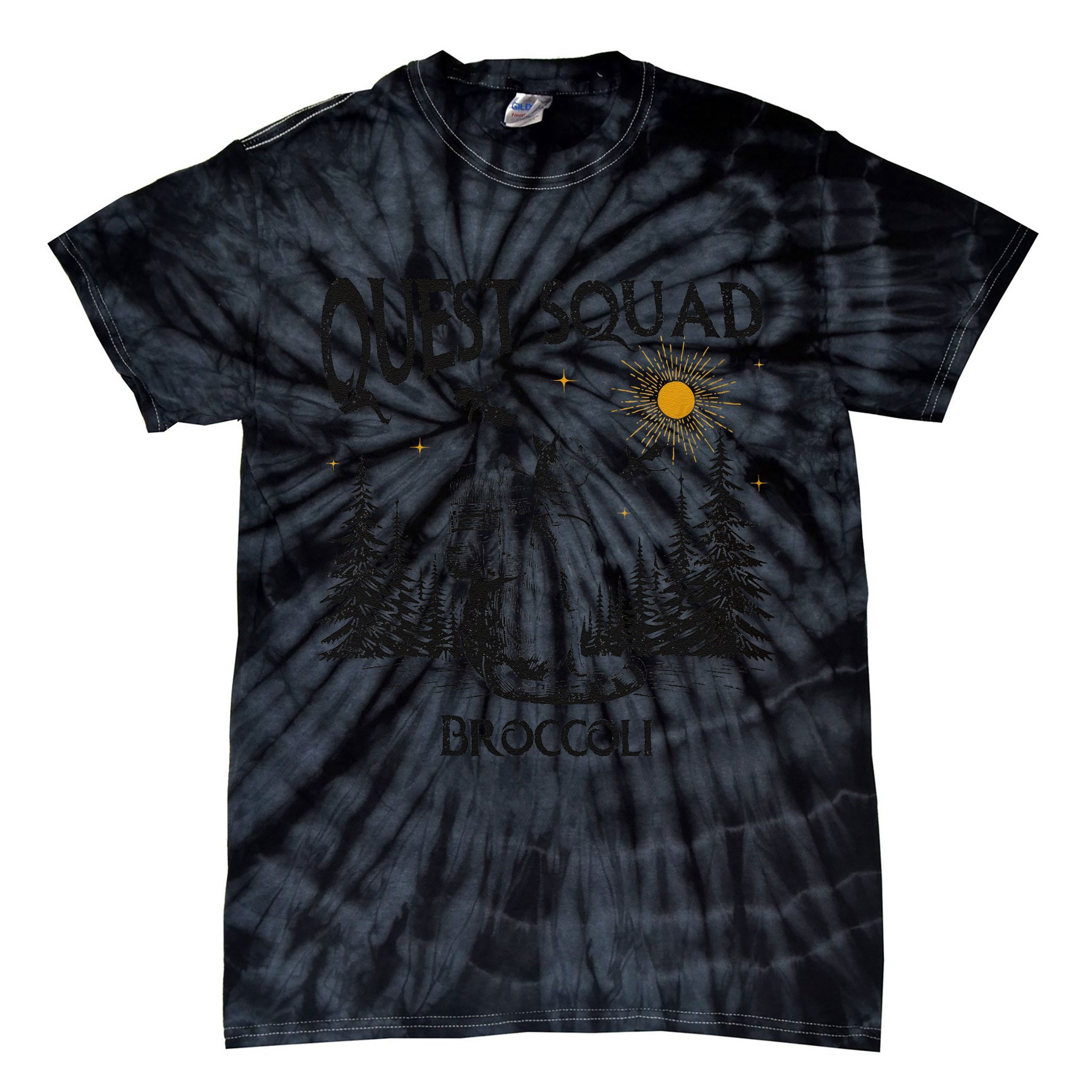 Quest Squad 4th Wing Wingleader Dragon Broccoli Tie-Dye T-Shirt