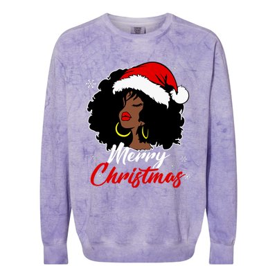 Queen Santa African American Merry Christmas Melanin Colorblast Crewneck Sweatshirt