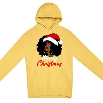 Queen Santa African American Merry Christmas Melanin Premium Pullover Hoodie