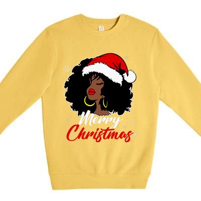 Queen Santa African American Merry Christmas Melanin Premium Crewneck Sweatshirt