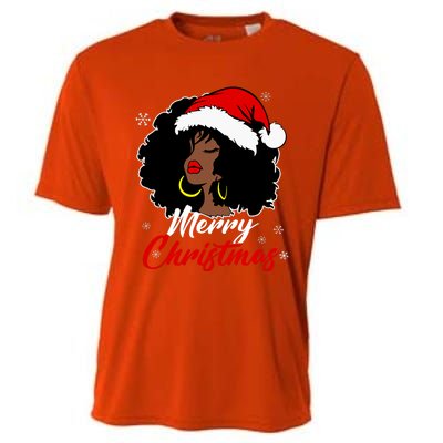 Queen Santa African American Merry Christmas Melanin Cooling Performance Crew T-Shirt