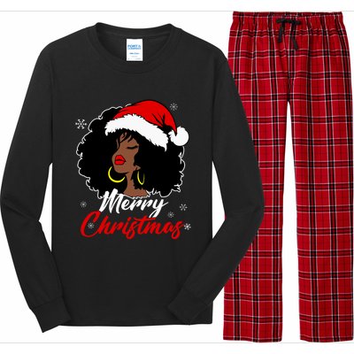 Queen Santa African American Merry Christmas Melanin Long Sleeve Pajama Set