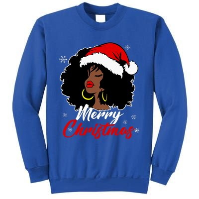 Queen Santa African American Merry Christmas Melanin Tall Sweatshirt