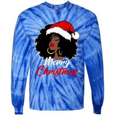 Queen Santa African American Merry Christmas Melanin Tie-Dye Long Sleeve Shirt