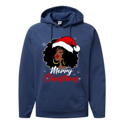 Queen Santa African American Merry Christmas Melanin Performance Fleece Hoodie