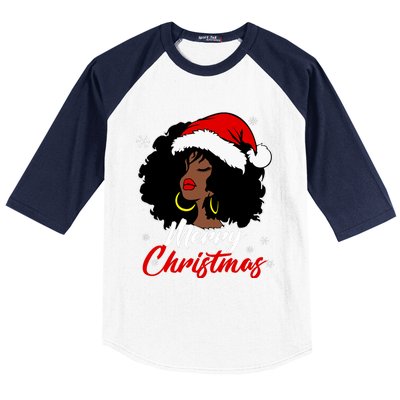 Queen Santa African American Merry Christmas Melanin Baseball Sleeve Shirt