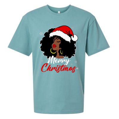 Queen Santa African American Merry Christmas Melanin Sueded Cloud Jersey T-Shirt