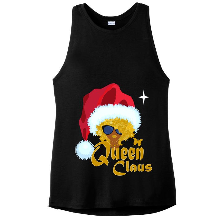 Queen Santa African American Christmas Melanin Cool Gift Ladies PosiCharge Tri-Blend Wicking Tank