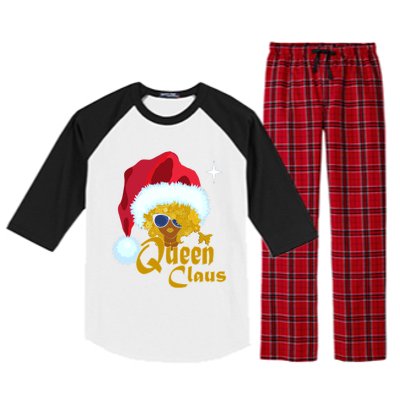 Queen Santa African American Christmas Melanin Cool Gift Raglan Sleeve Pajama Set