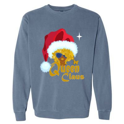 Queen Santa African American Christmas Melanin Cool Gift Garment-Dyed Sweatshirt