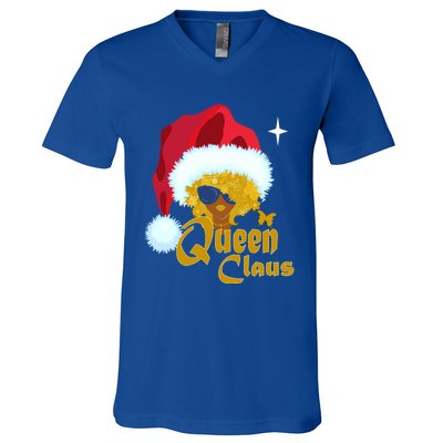 Queen Santa African American Christmas Melanin Cool Gift V-Neck T-Shirt