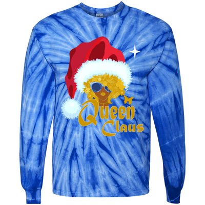 Queen Santa African American Christmas Melanin Cool Gift Tie-Dye Long Sleeve Shirt