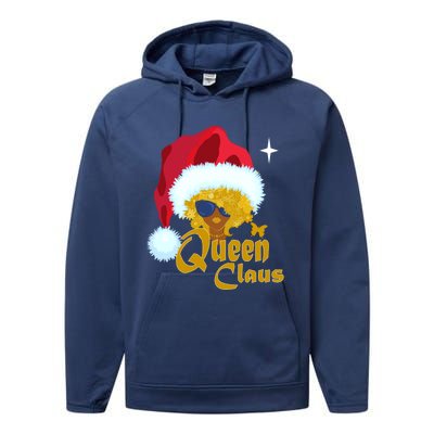 Queen Santa African American Christmas Melanin Cool Gift Performance Fleece Hoodie