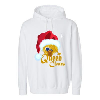 Queen Santa African American Christmas Melanin Cool Gift Garment-Dyed Fleece Hoodie