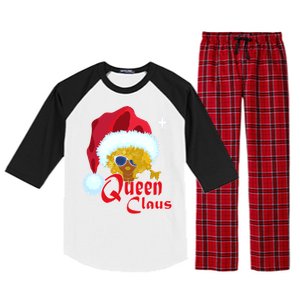 Queen Santa African American Christmas Melanin Funny Gift Raglan Sleeve Pajama Set