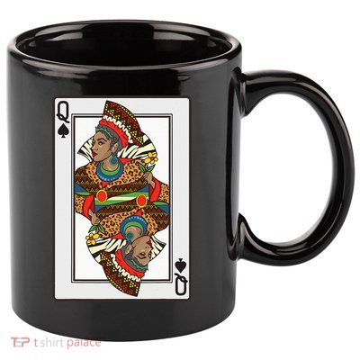 Queen Spades African American Card Halloween Gift 11oz C Handle Ceramic Mug