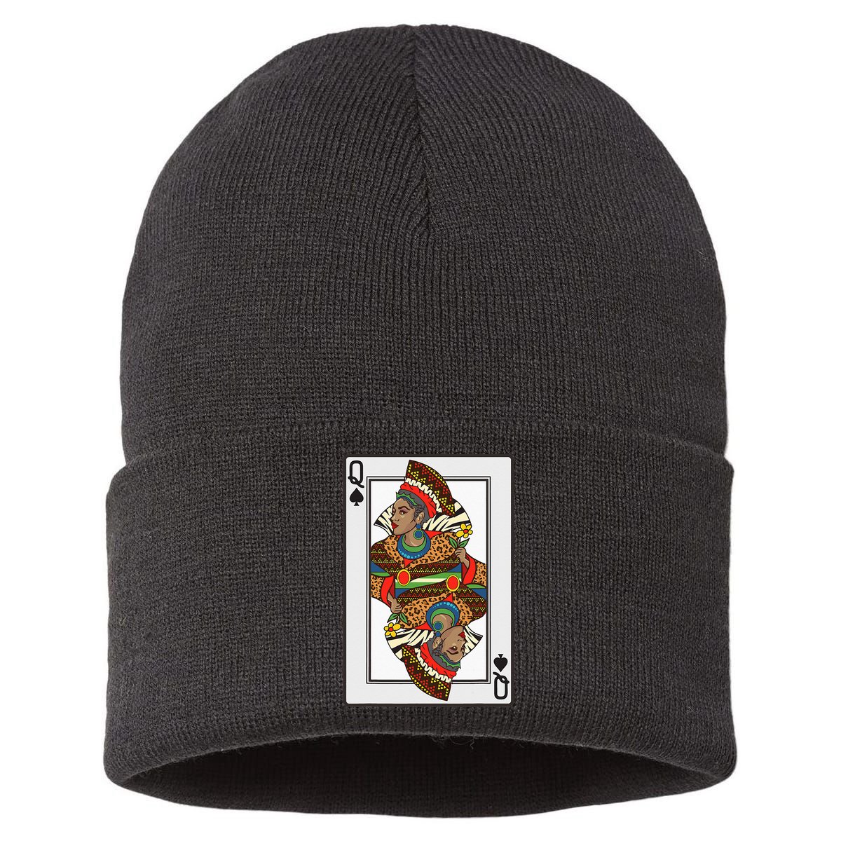 Queen Spades African American Card Halloween Gift Sustainable Knit Beanie