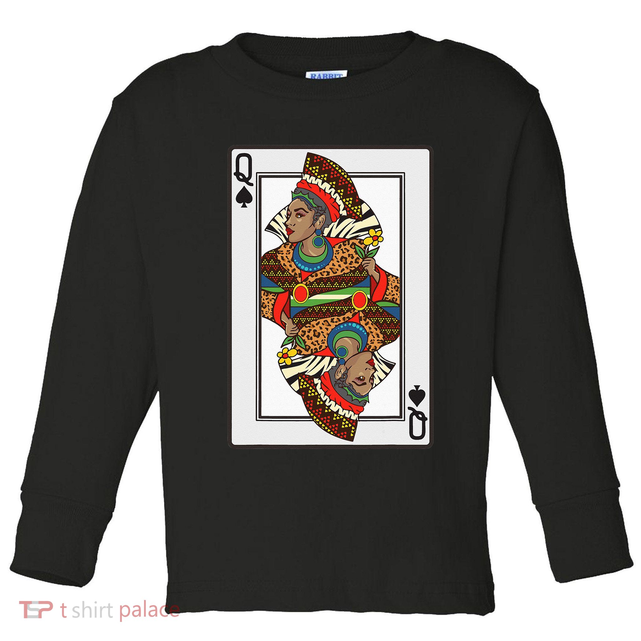 Queen Spades African American Card Halloween Gift Toddler Long Sleeve Shirt