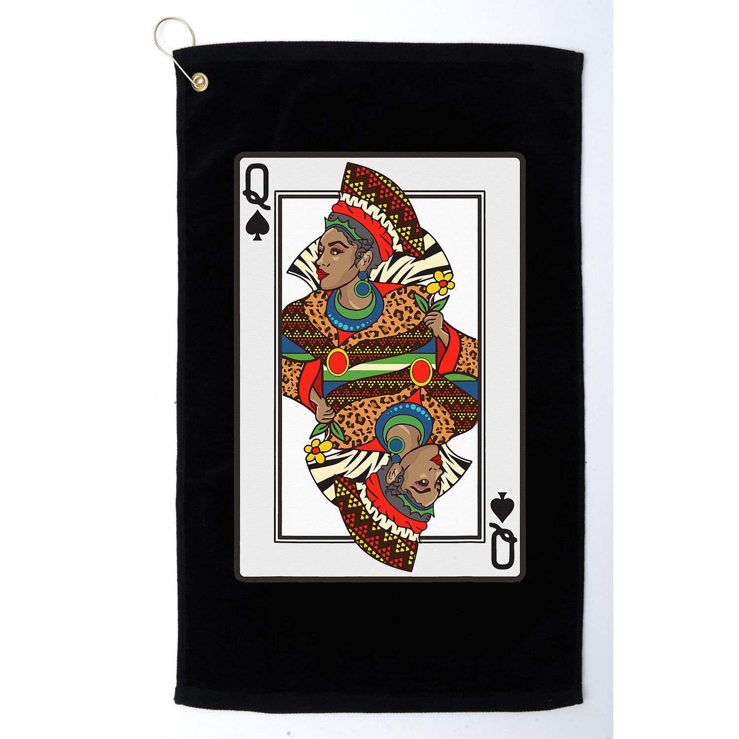 Queen Spades African American Card Halloween Gift Golf Towel