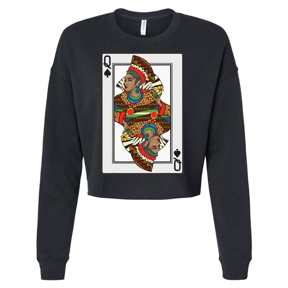 Queen Spades African American Card Halloween Gift Cropped Pullover Crew