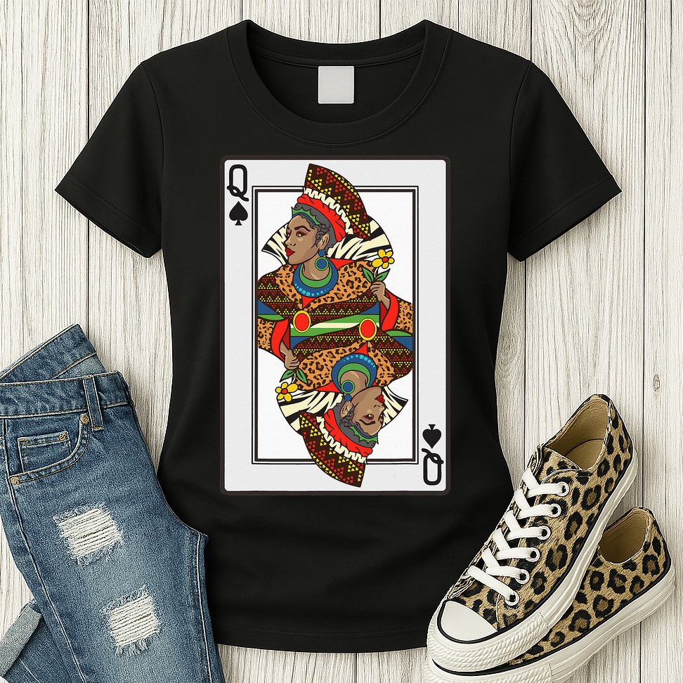 Queen Spades African American Card Halloween Gift Womens T-Shirt