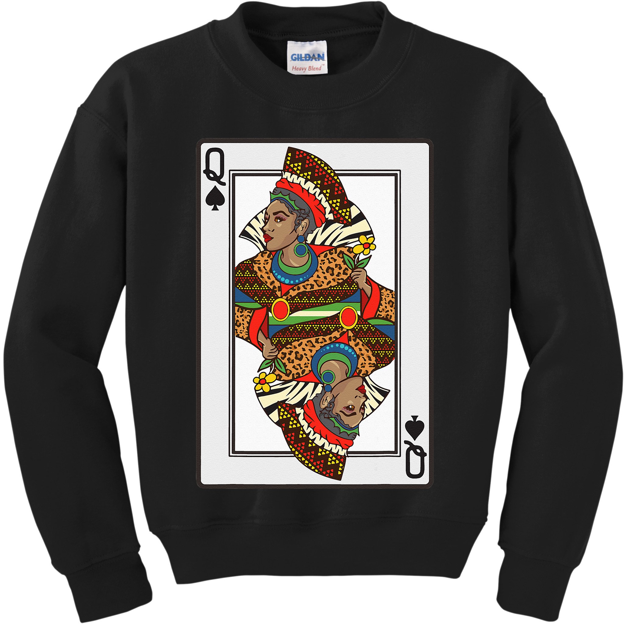 Queen Spades African American Card Halloween Gift Kids Sweatshirt