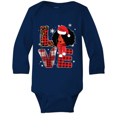 Queen Santa African American Merry Christmas Melanin Baby Long Sleeve Bodysuit