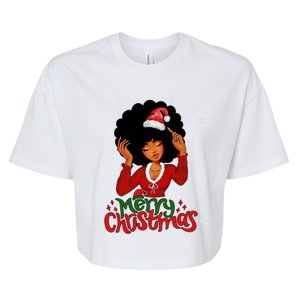 Queen Santa African American Merry Christmas Melanin Great Gift Bella+Canvas Jersey Crop Tee