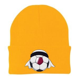 Qatar Soccer Ball Wearing Keffiyeh Knit Cap Winter Beanie