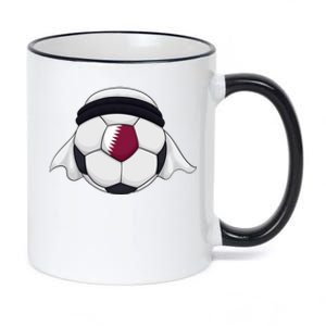 Qatar Soccer Ball Wearing Keffiyeh 11oz Black Color Changing Mug