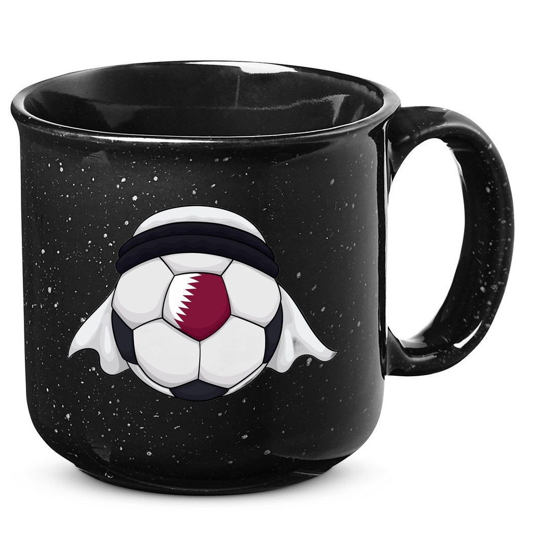 Qatar Soccer Ball Wearing Keffiyeh 15oz Campfire Ceramic Mug