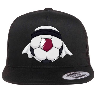 Qatar Soccer Ball Wearing Keffiyeh Flatbill Hat