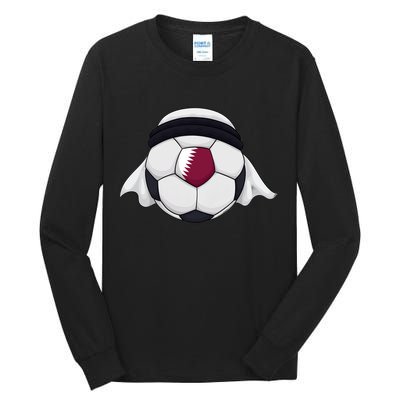 Qatar Soccer Ball Wearing Keffiyeh Tall Long Sleeve T-Shirt