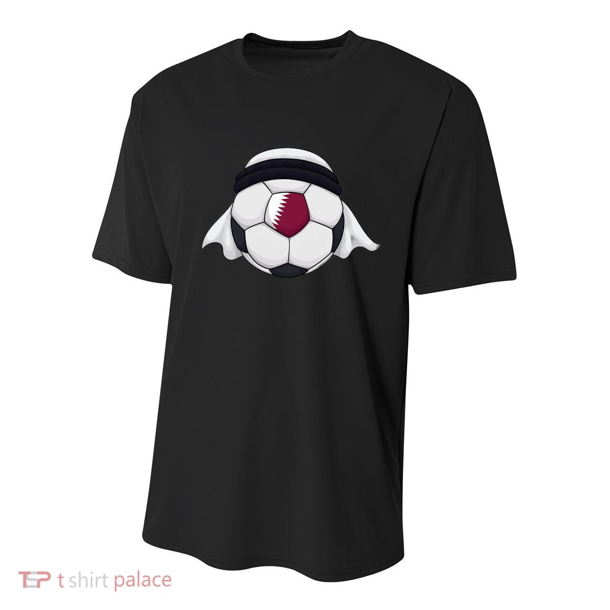 Qatar Soccer Ball Wearing Keffiyeh Youth Performance Sprint T-Shirt