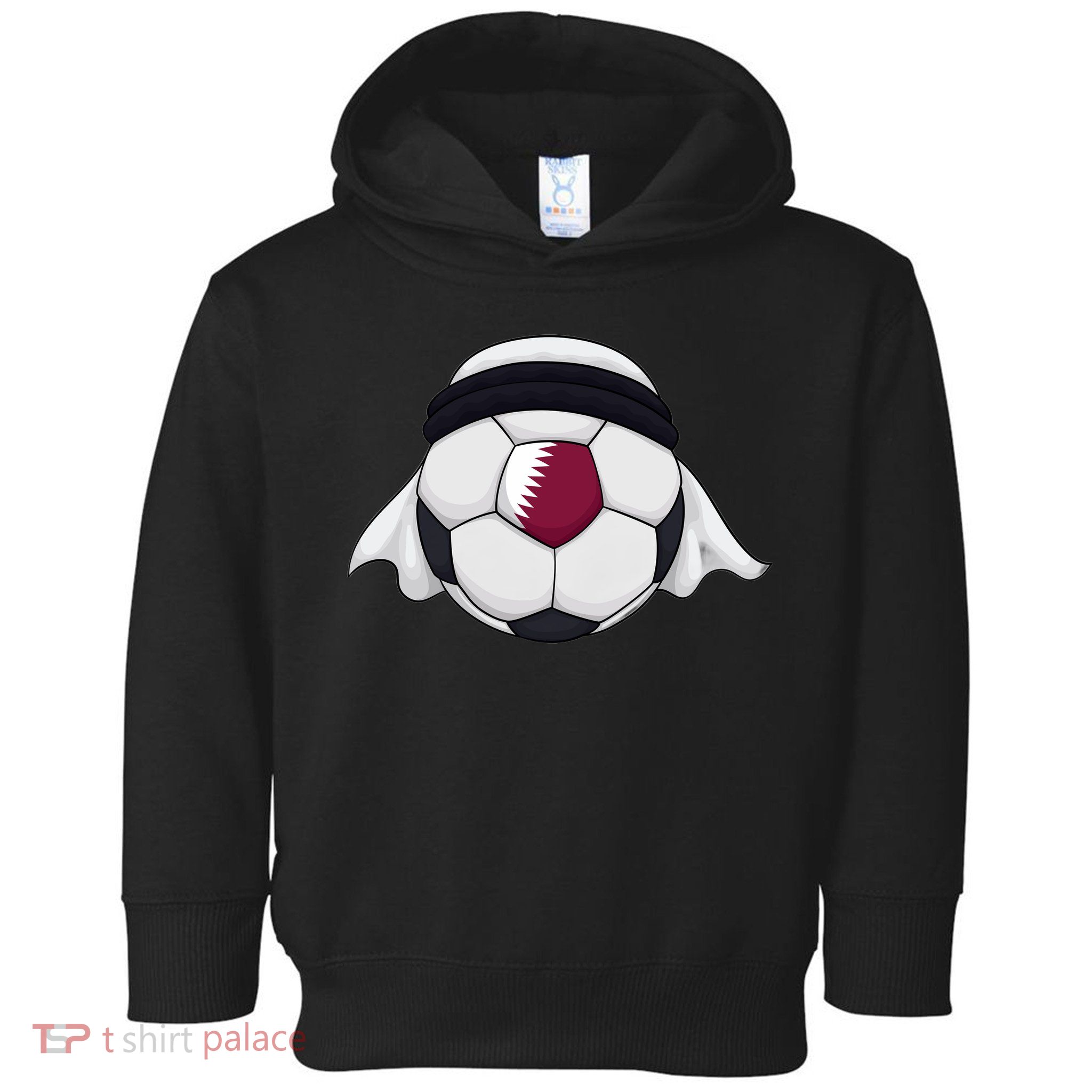 Qatar Soccer Ball Wearing Keffiyeh Toddler Hoodie