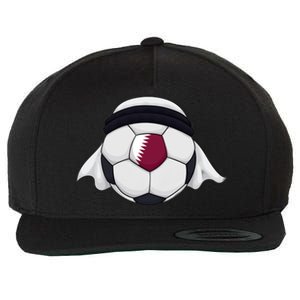 Qatar Soccer Ball Wearing Keffiyeh Wool Snapback Cap