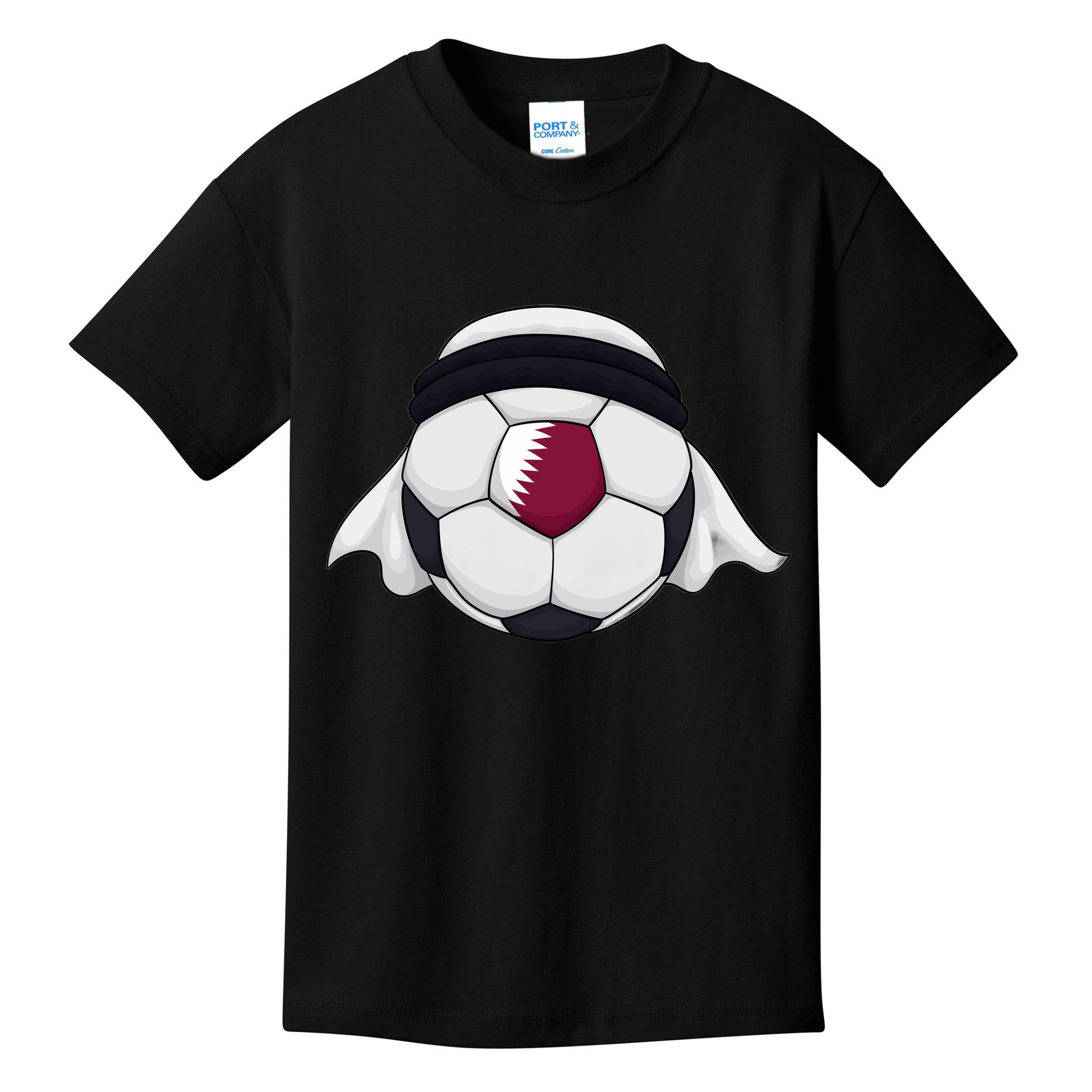 Qatar Soccer Ball Wearing Keffiyeh Kids T-Shirt