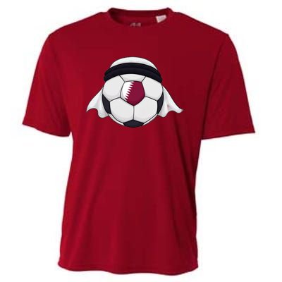 Qatar Soccer Ball Wearing Keffiyeh Cooling Performance Crew T-Shirt