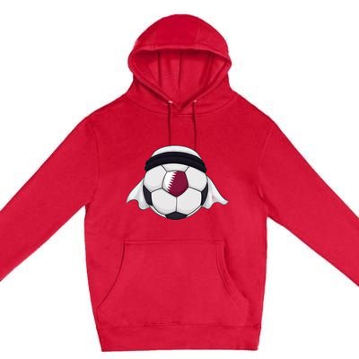 Qatar Soccer Ball Wearing Keffiyeh Premium Pullover Hoodie