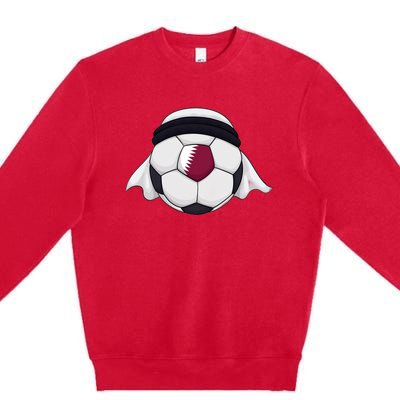 Qatar Soccer Ball Wearing Keffiyeh Premium Crewneck Sweatshirt