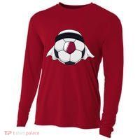 Qatar Soccer Ball Wearing Keffiyeh Cooling Performance Long Sleeve Crew