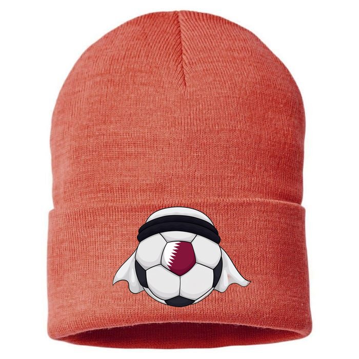 Qatar Soccer Ball Wearing Keffiyeh Sustainable Knit Beanie