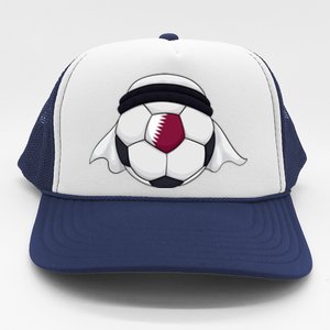 Qatar Soccer Ball Wearing Keffiyeh Trucker Hat