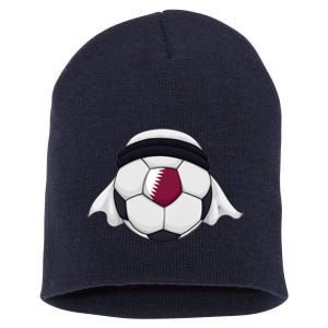 Qatar Soccer Ball Wearing Keffiyeh Short Acrylic Beanie