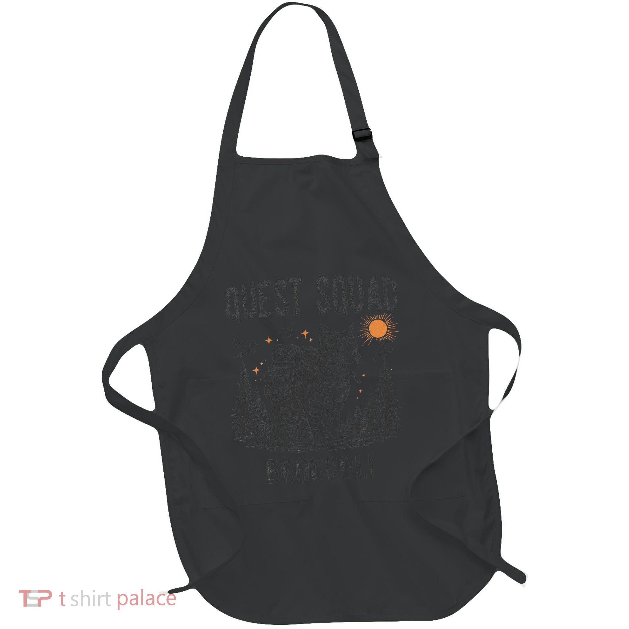 Quest Squad Broccoli Funny Cat Meme Cat Lover Bookworms Full-Length Apron With Pockets