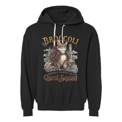 Quest Squad Broccoli Funny Cat Meme Cat Lover Bookworms Garment-Dyed Fleece Hoodie