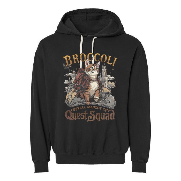 Quest Squad Broccoli Funny Cat Meme Cat Lover Bookworms Garment-Dyed Fleece Hoodie