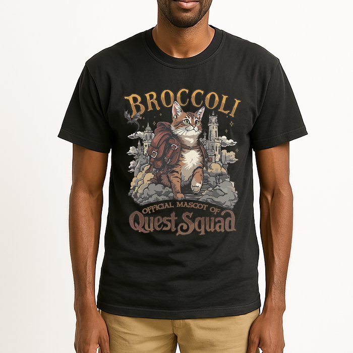Quest Squad Broccoli Funny Cat Meme Cat Lover Bookworms Tall T-Shirt