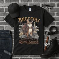 Quest Squad Broccoli Funny Cat Meme Cat Lover Bookworms Tall T-Shirt